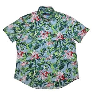 New Polo Ralph Lauren Hawaiian Button Down Shirt Men L Blue Tropical Floral NWOT